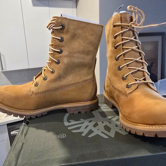 Timberland Authentics Teddy Fleece Fold Down Boots Wheat Nubuck Women's SZ 8 NEW - Picture 4 of 16